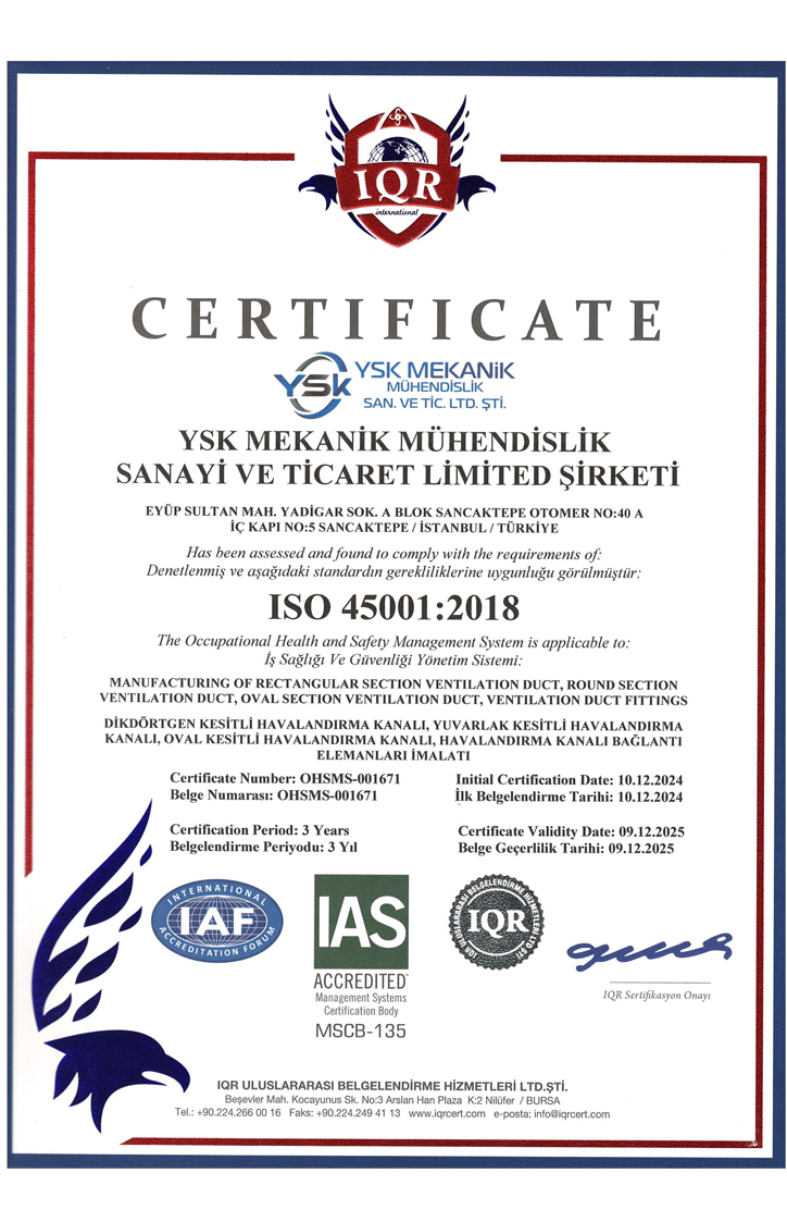 YSK MEKANİK 45001