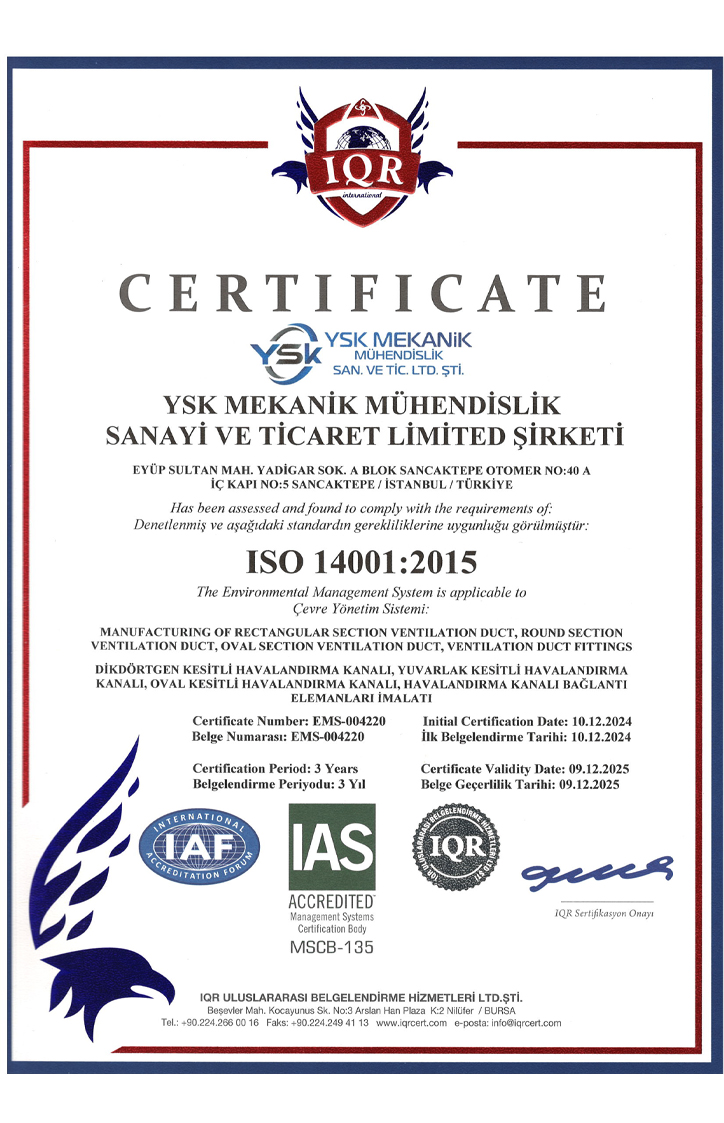 YSK MEKANİK 14001